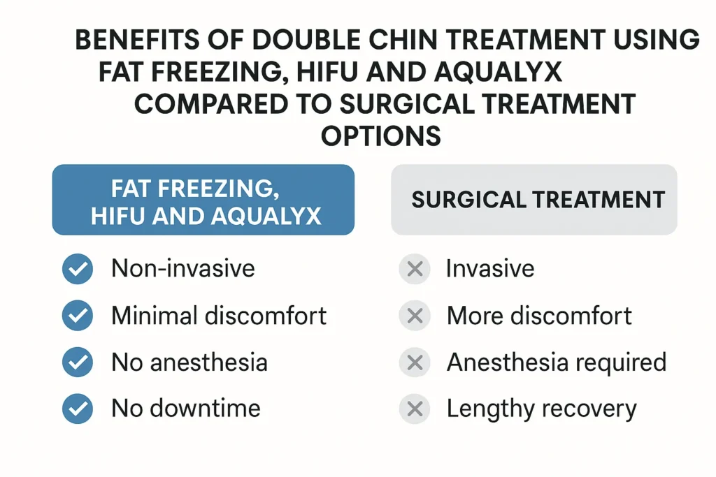 Graphic about the benefits of double chin treatment Kings Langley - from LA LIPO