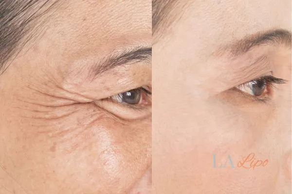 Before and after results of woman - HI-fu wrinkles reduction treatment Kings Langley