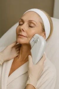 Woman receiving HIFU non surgical facelift treatment Kings Langley