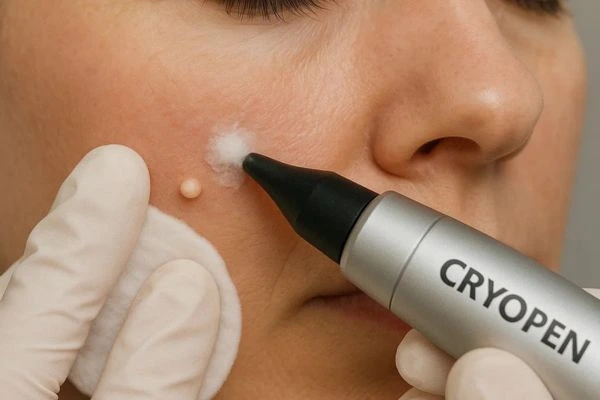 Woman receiving milia removal treatment Kings Langley